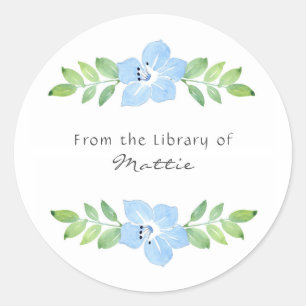 Watercolor Baby Blue Eyes Floral Swag Runder Aufkleber