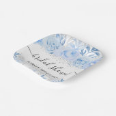 Watercolor Baby Blue Winter Blume Brautparty Pappteller (Gewinkelt)