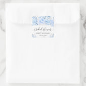 Watercolor Baby Blue Winter Blume Brautparty Quadratischer Aufkleber (Tasche)