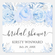 Watercolor Baby Blue Winter Blume Brautparty