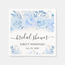 Watercolor Baby Blue Winter Blume Brautparty