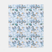 Watercolor Baby Boy Blue Pattern mit Spielzeugbekl Fleecedecke (Vorderseite)