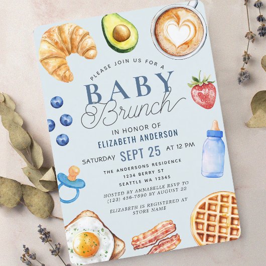 Watercolor Baby Brunch Babydusche Einladung