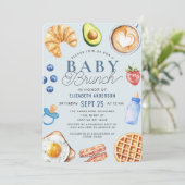 Watercolor Baby Brunch Babydusche Einladung (Stehend Vorderseite)
