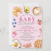 Watercolor Baby Brunch Girl Babydusche Einladung (Vorderseite)