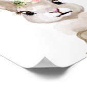 Watercolor Baby Bunny Cub Kinderzimmer Floral Wood Poster (Ecke)