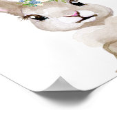 Watercolor Baby Bunny Cub Kinderzimmer Floral Wood Poster (Ecke)