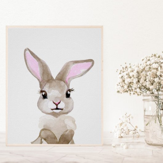 Watercolor Baby Bunny Cube Kinderzimmer Kinderwald Poster