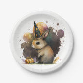 Watercolor Baby Bunny Halloween Pappteller (Vorderseite)