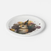 Watercolor Baby Bunny Halloween Pappteller (Schrägansicht)