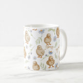 Watercolor Baby Chicks Blumenmuster Kaffeetasse (VorderseiteRechts)