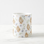 Watercolor Baby Chicks Blumenmuster Kaffeetasse (Mittel)