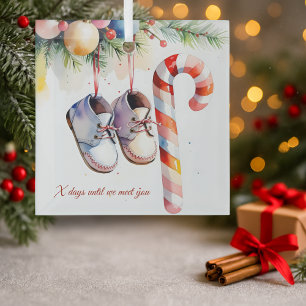Watercolor Baby Countdown Weihnachtsschwangerschaf Ornament Aus Glas