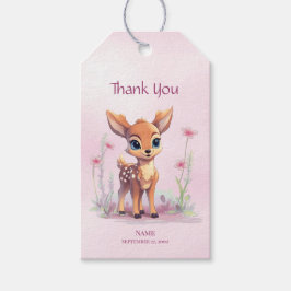 Watercolor Baby Deer Pink Blume Geschenktafel Geschenkanhänger