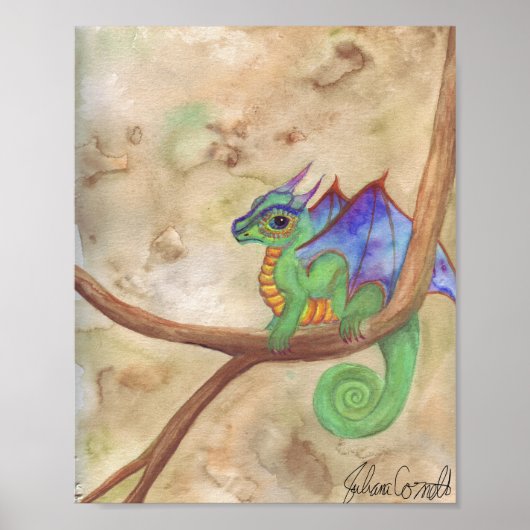 Watercolor Baby Dragon Poster (Vorne)