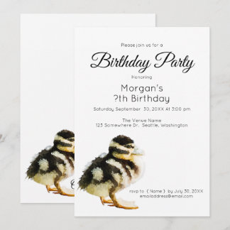 Watercolor Baby Duck Geburtstagsparty Einladung