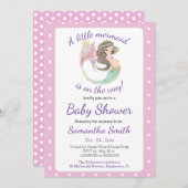 Watercolor Baby Dusche Kleine Meerjungfrau Einladung (Vorne/Hinten)