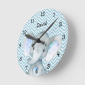 Watercolor Baby Elephant Jungle Boy Kinderzimmer Runde Wanduhr (Winkel)