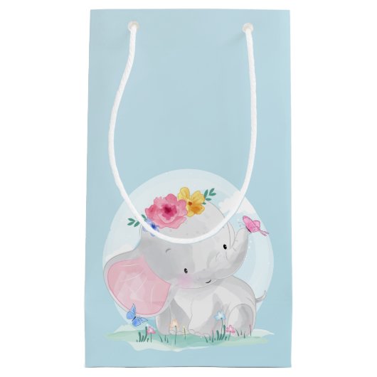 Watercolor Baby Elephant Kleine Geschenktüte (Vorderseite)