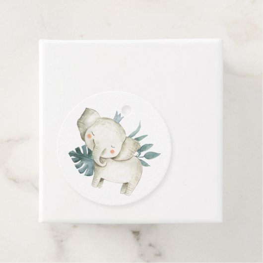 Watercolor Baby Elephant Prince Tropical Geburtsta Geschenkanhänger (Beispiel)
