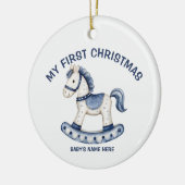 Watercolor Baby First Christmas Photo Keramik Ornament (Links)