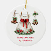 Watercolor Baby First Christmas Photo Keramik Ornament (Vorne)