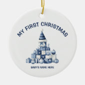 Watercolor Baby First Christmas Photo Keramik Ornament (Vorne)
