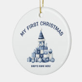Watercolor Baby First Christmas Photo Keramik Ornament (Links)