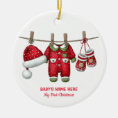 Watercolor Baby First Christmas Photo Keramik Ornament (Vorne)