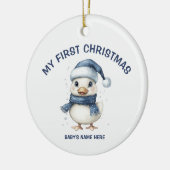 Watercolor Baby First Christmas Photo Keramik Ornament (Links)