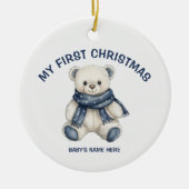 Watercolor Baby First Christmas Photo Keramik Ornament (Vorne)