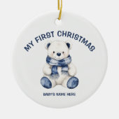 Watercolor Baby First Christmas Photo Keramik Ornament (Vorne)