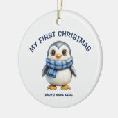 Watercolor Baby First Christmas Photo Keramik Ornament (Links)