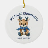 Watercolor Baby First Christmas Photo Keramik Ornament (Vorne)