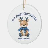 Watercolor Baby First Christmas Photo Keramik Ornament (Links)