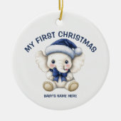 Watercolor Baby First Christmas Photo Keramik Ornament (Vorne)