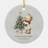 Watercolor Baby First Christmas Photo Keramik Ornament (Vorne)