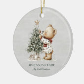Watercolor Baby First Christmas Photo Keramik Ornament (Links)