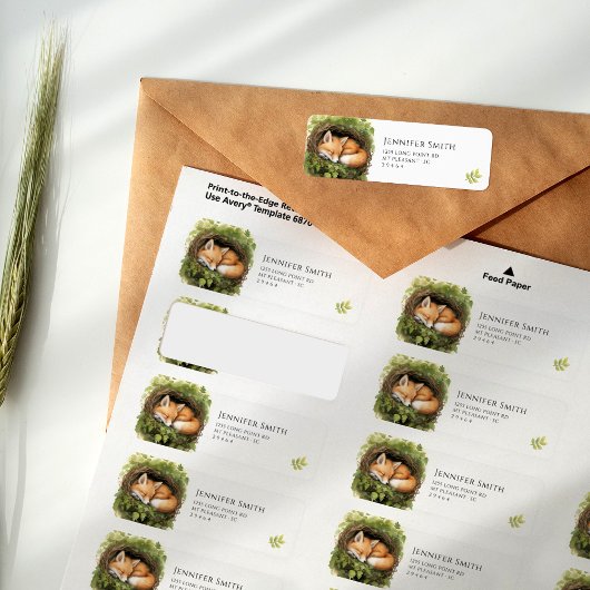 Watercolor Baby Fox Babydusche Adressetiketten