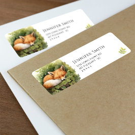 Watercolor Baby Fox Babydusche Adressetiketten