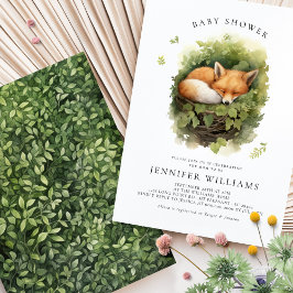 Watercolor Baby Fox Babydusche Einladung