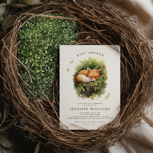 Watercolor Baby Fox Babydusche Einladung