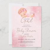 Watercolor Baby Girl Einladung (Vorderseite)