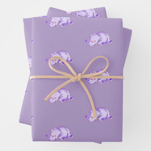 Watercolor Baby Hippo Geschenkpapier Set (Beispiel)