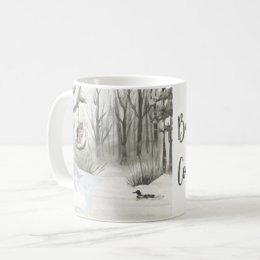 Watercolor Baby im Winterschnee im Freien Kaffeetasse (Vorderseite Links)