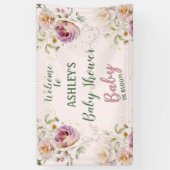 Watercolor Baby in Bloom Girl Baby Dusche Banner (Vertikal)