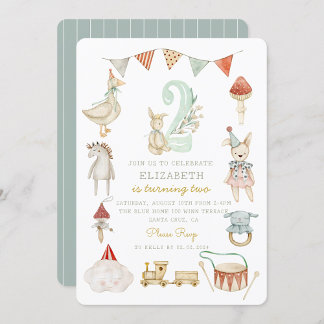 Watercolor Baby Mushroom Whimsical 2. Geburtstag Einladung