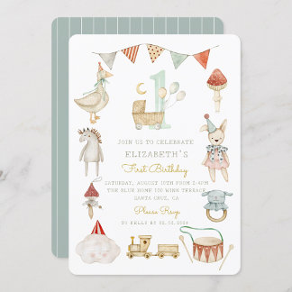 Watercolor Baby Mushroom Whimsical Erster Geburtst Einladung