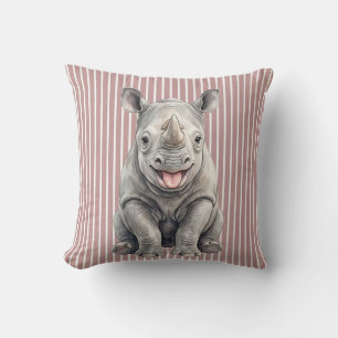 Watercolor Baby-Nashorn Zazzle-Wurfkissen Kissen