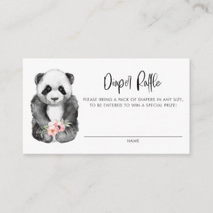 Watercolor Baby Panda Floral Diaper Raffekarte Visitenkarte